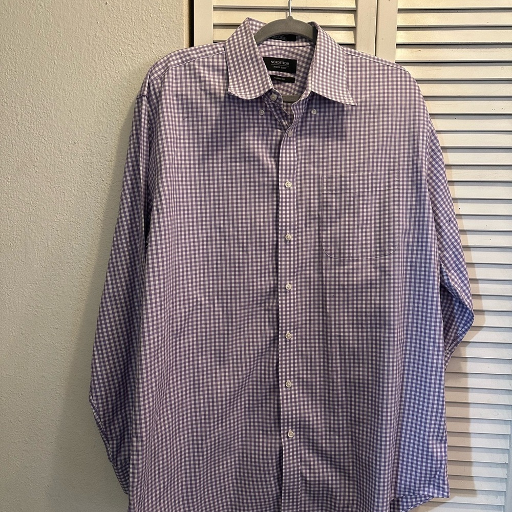 Nordstrom Men's Lavender Checkered Button Down Shirt